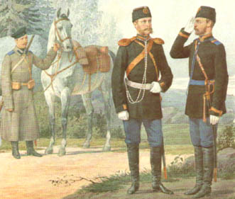 Suomen rakuunarykmentin upseeri, aliupseeri ja rakuuna + linkki